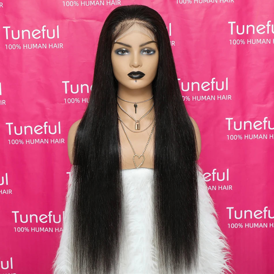 13x6 HD Lace Frontal Human Hair Wigs Pre Plucked For Women Peruvian Bone Straight Remy Human Hair Wigs HD Lace Front Wigs 180%