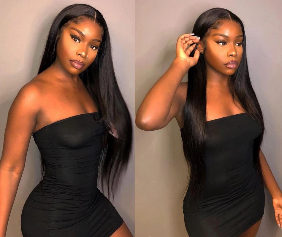 13x6 HD Lace Frontal Human Hair Wigs Pre Plucked For Women Peruvian Bone Straight Remy Human Hair Wigs HD Lace Front Wigs 180%