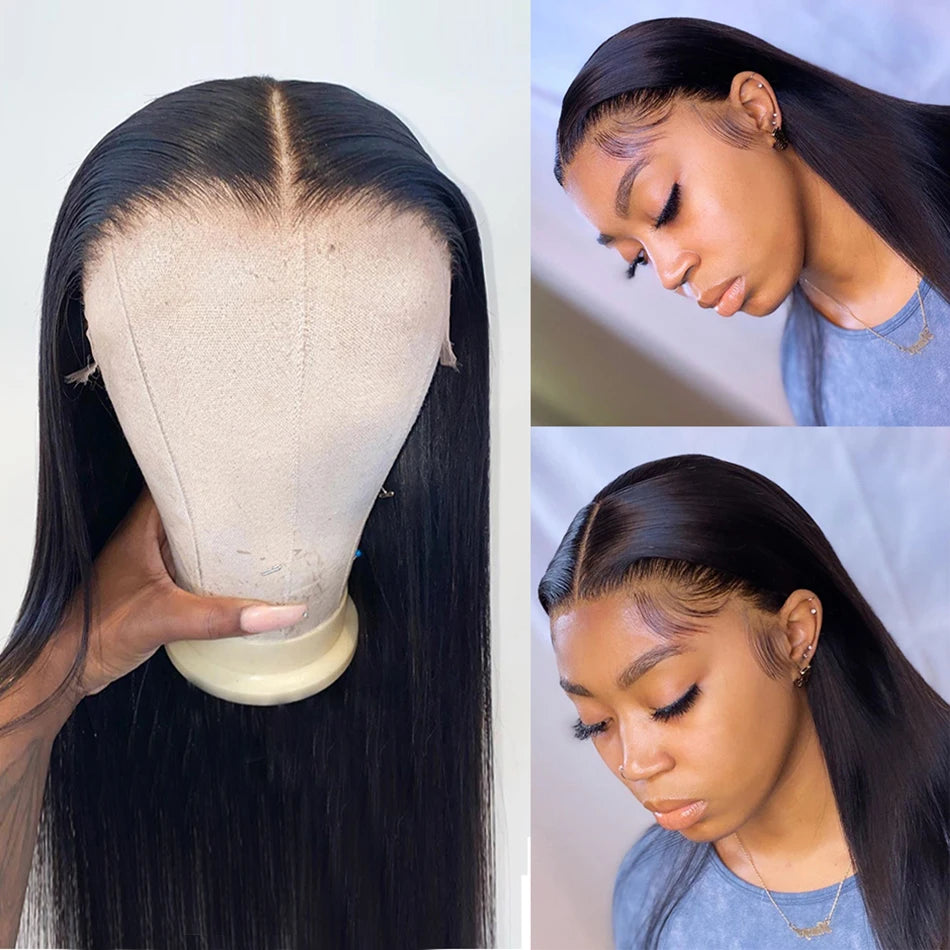 13x6 HD Lace Frontal Human Hair Wigs Pre Plucked For Women Peruvian Bone Straight Remy Human Hair Wigs HD Lace Front Wigs 180%