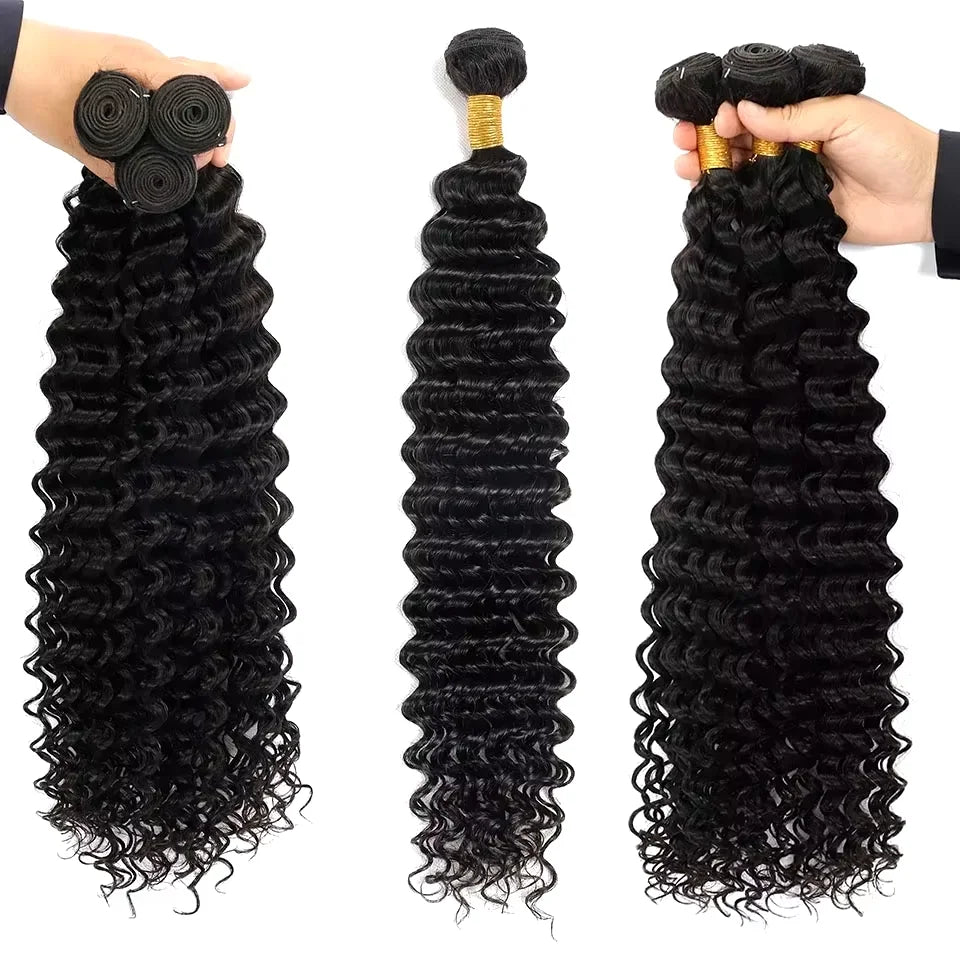 Burmese Human Hair Bundles Deep Wave Raw 3 4 Bundles 28 30 Inch Virgin Remy Curly Hair Extension For Women Sew In Quick Weave