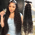 Deep Wave Brazilian Human Hair Bundles 28 30 inch Virgin Hair 3 4 Bundles For Women Sew In Quick Curly Weave Raw Hair Extensions