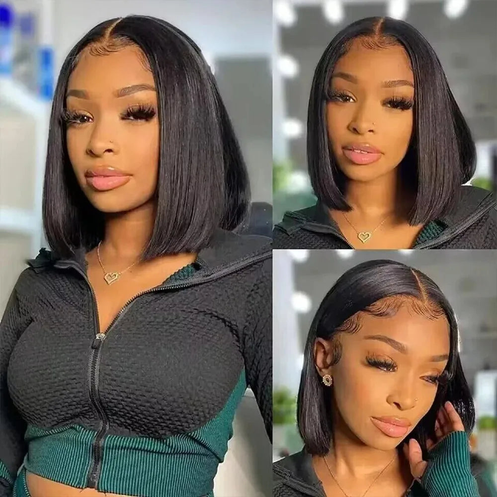 Short Bob Wig Transparent Lace Frontal Wigs Human Hair  Straight Bob Wigs Pre Plucked 13x4 Lace Front Wigs For Black Women