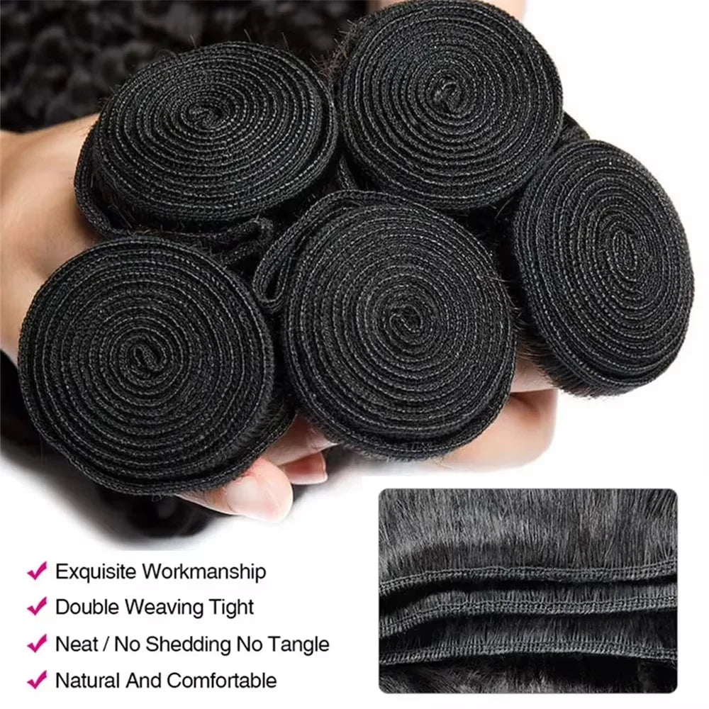 Deep Wave Brazilian Human Hair Bundles 28 30 inch Virgin Hair 3 4 Bundles For Women Sew In Quick Curly Weave Raw Hair Extensions