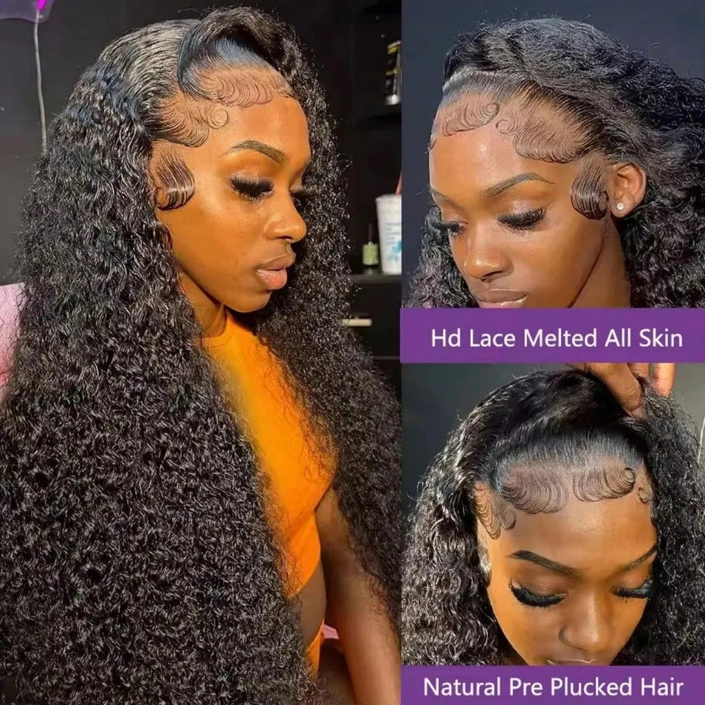 42inch 13x4 13x6 Deep Curly Lace Frontal Wig 250% Density Human Hair Pre Plucked Brazilian Human Hair Wigs For Women