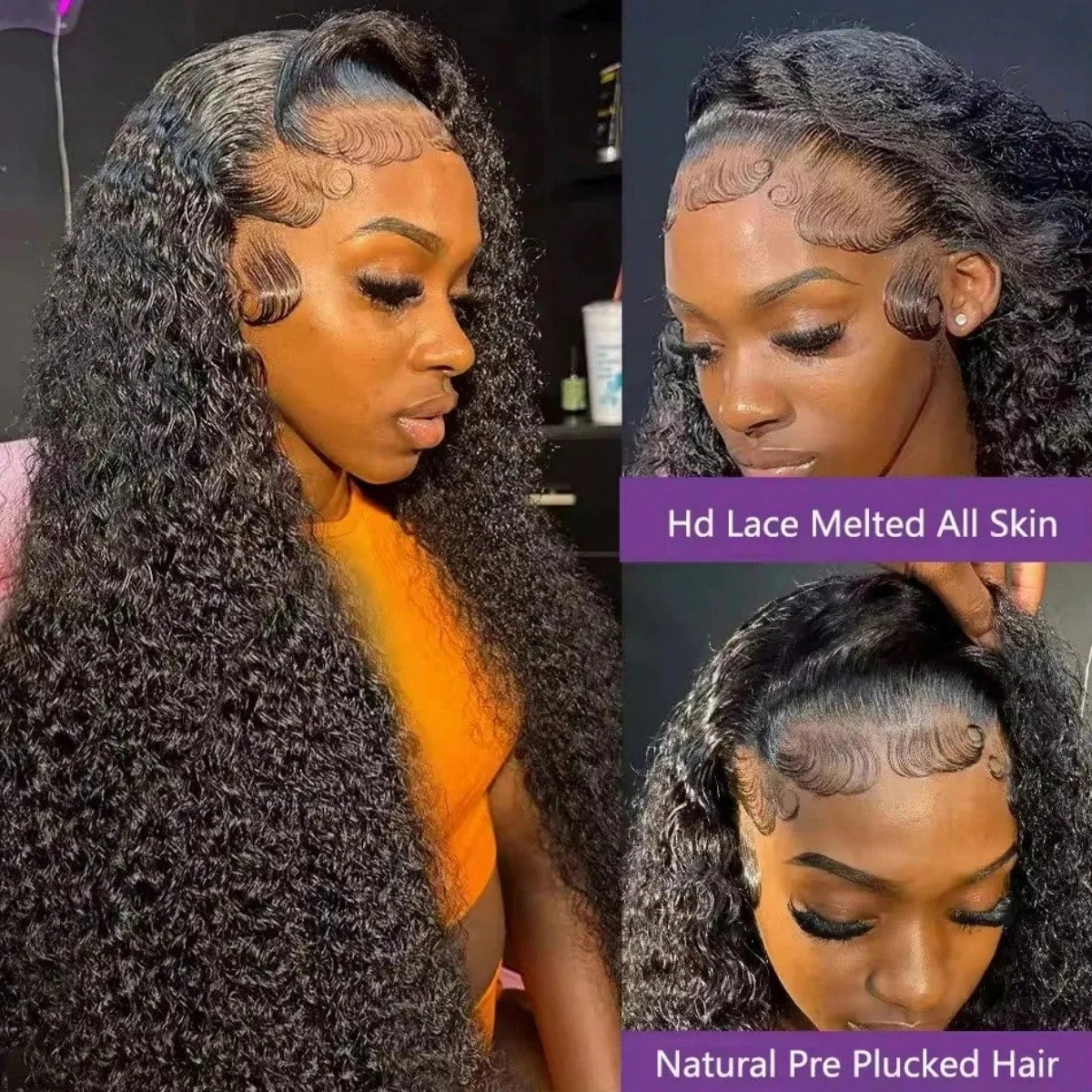 42inch 13x4 13x6 Deep Curly Lace Frontal Wig 250% Density Human Hair Pre Plucked Brazilian Human Hair Wigs For Women