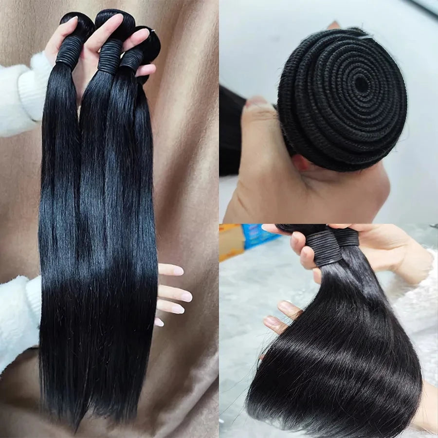 FDX 32 34 36 38 40 Inch Silky Straight Hair Bundles Brazilian Hair Straight Human Hair Bundles Natural Hair Sew-in Hair Weaves