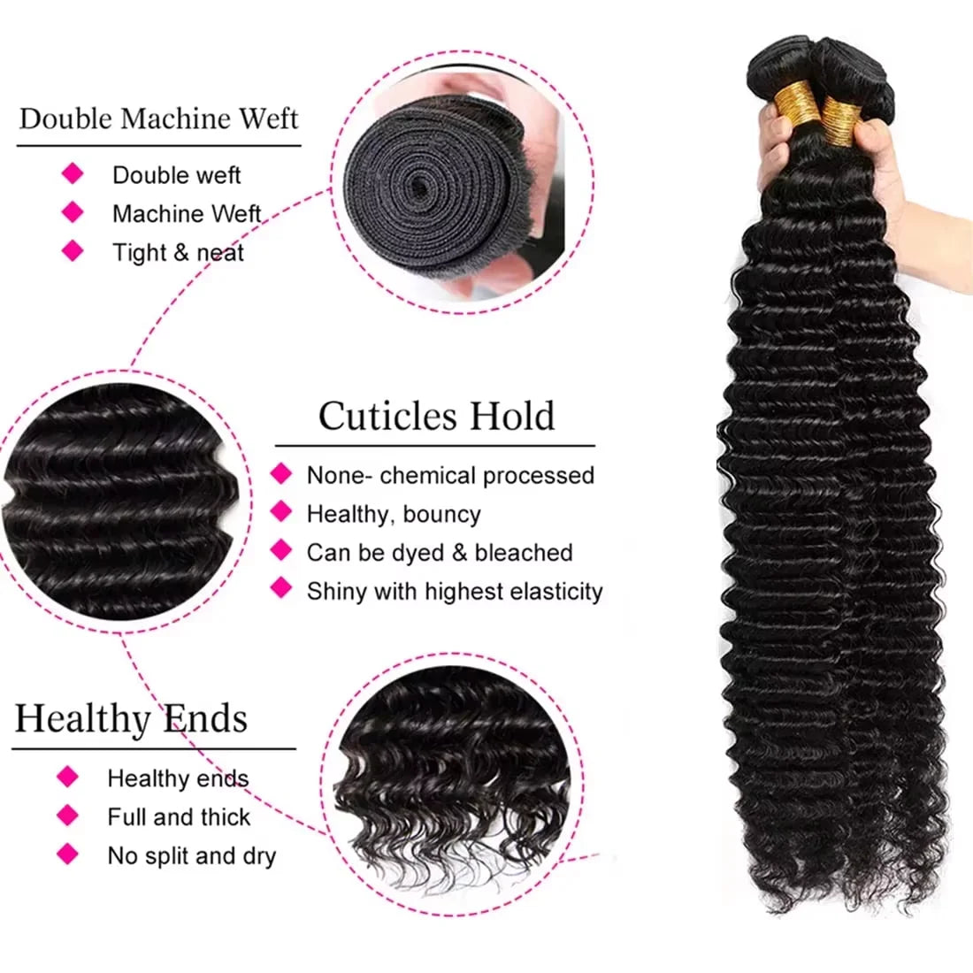 Deep Wave Brazilian Human Hair Bundles 28 30 inch Virgin Hair 3 4 Bundles For Women Sew In Quick Curly Weave Raw Hair Extensions