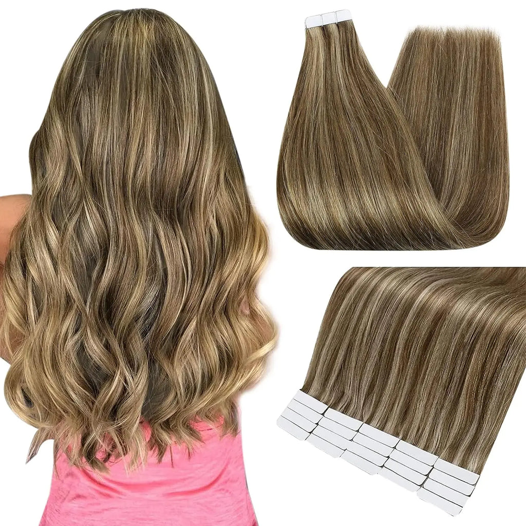 Full Shine Tape In 100% Remy Human Hair Straight Double Sided Blonde Comfortable Silky Natural Tape ins For Women