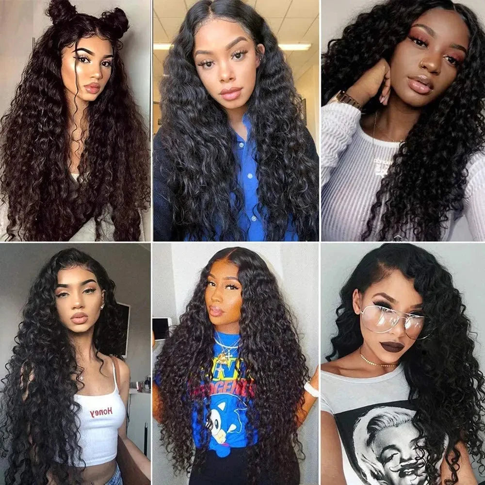 28 30 32 Inches Deep Wave Bundles With Frontal 13x4 Lace Brazilian Remy Hair Bundles for Black Women Lace Closure With Bundle