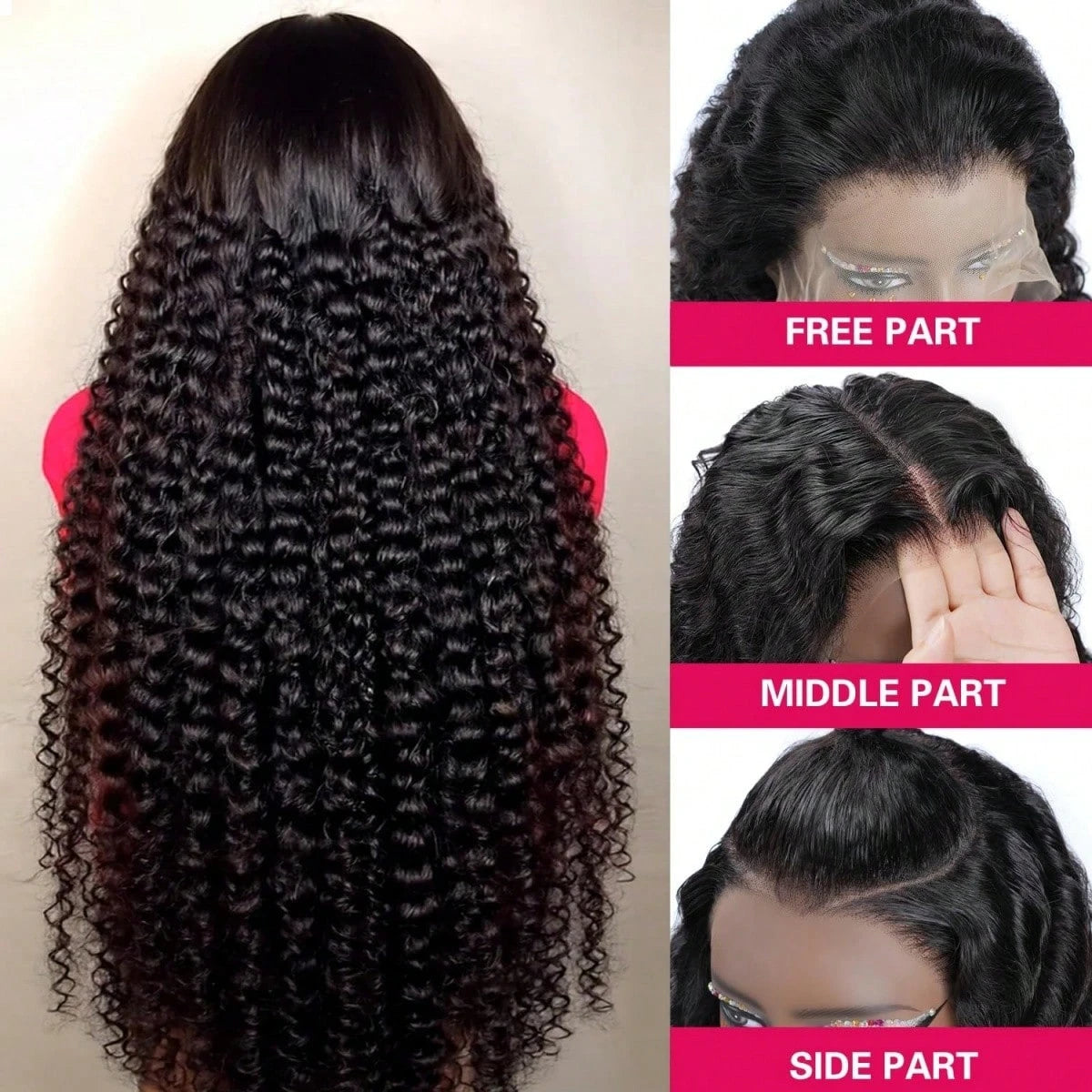 42inch 13x4 13x6 Deep Curly Lace Frontal Wig 250% Density Human Hair Pre Plucked Brazilian Human Hair Wigs For Women