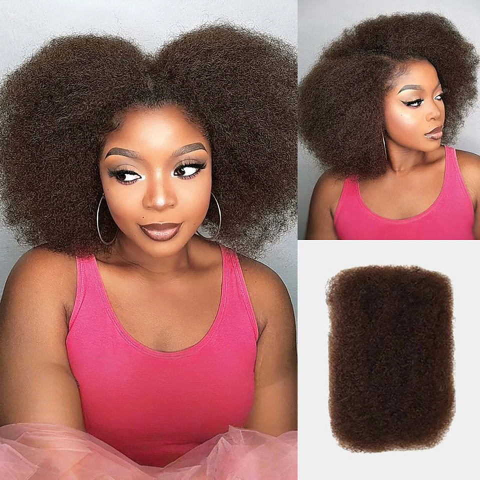Afro Kinky Bulk Human Hair Extensions QVR US Local Shipping Natural Black/Brown Lightweight For Braiding Styling Everyday Wear